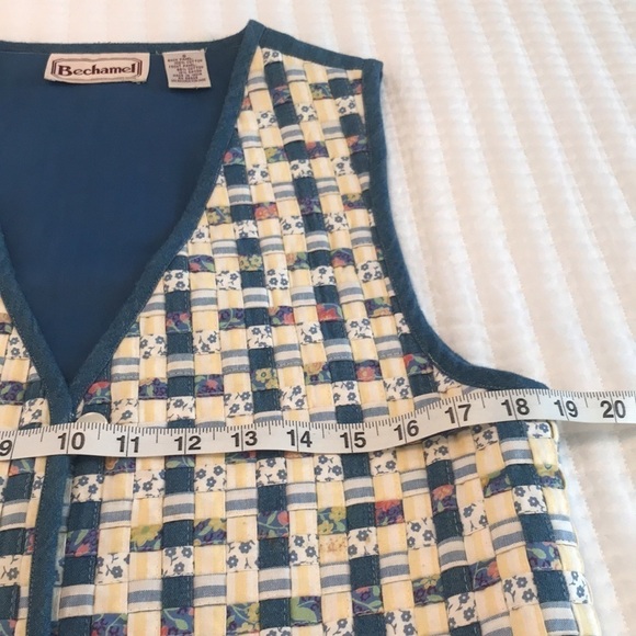 Rare Vintage Cottagecore Quilted Woven Denim Vest - Picture 12 of 14